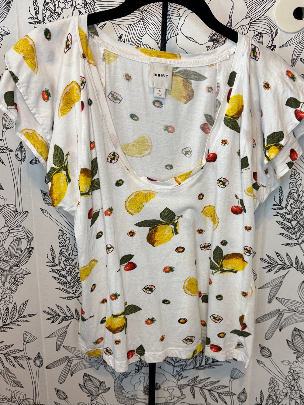 Maeve White Lemon & Cherry Short Sleeve Tee